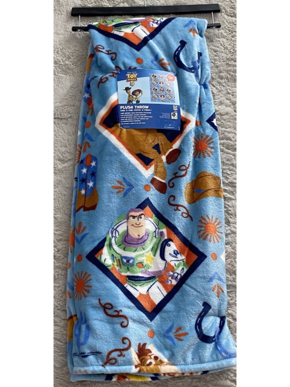 Disney Toy Story 5 Throw Blanket Woody‎ Jessie Buzz Lightyear Bullseye 50” X 70”